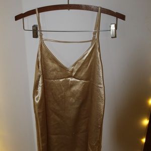 Gold Backless Slip Dress